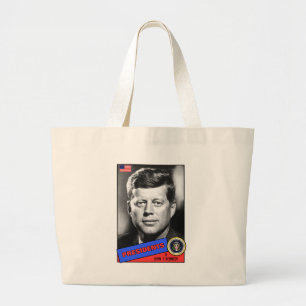 Bolsa Tote Grande Cartão de beisebol de John F. Kennedy