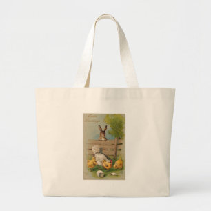 Bolsa Tote Grande Cartão de saudação de Páscoa de Vintage bonito