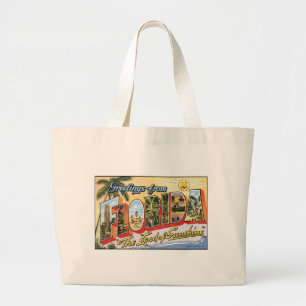 Bolsa Tote Grande Cartão postal Vintage Florida