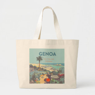 Bolsa Tote Grande Cartaz de Viagem Vintage de Gênova Riviera Italian