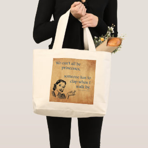 Bolsa Tote Grande Cartaz retrô vintage das princesas da SlipperyJoe 