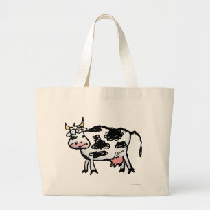 Bolsa Tote Grande Cartografia de Vaca Branca e Negra Engraçada