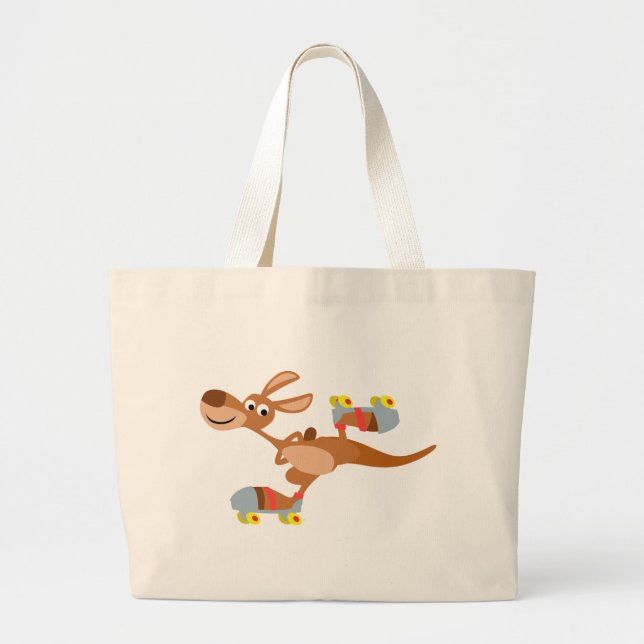 Bolsa Tote Grande Cartoon Bonito Skating Kangaroo Bag (Frente)