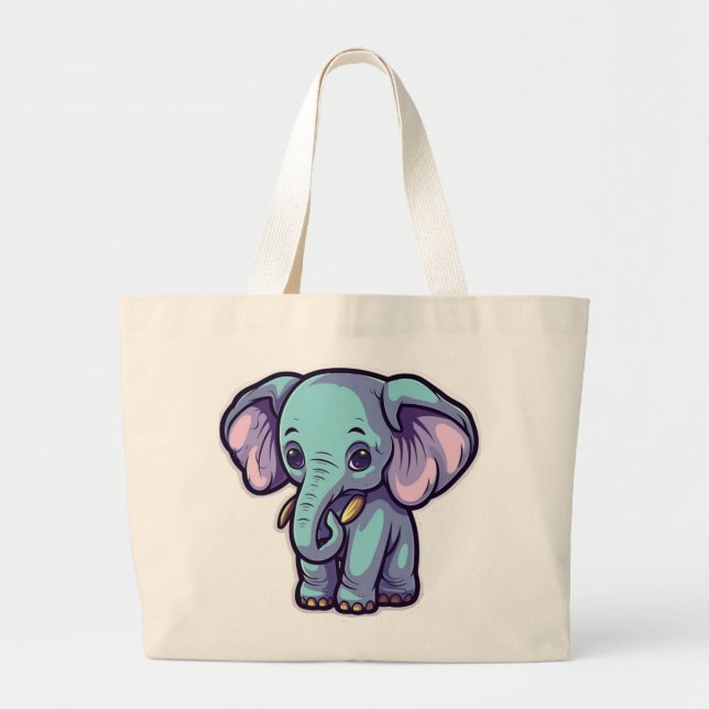 BOLSA TOTE GRANDE CARTOON ELEPHANT (Frente)