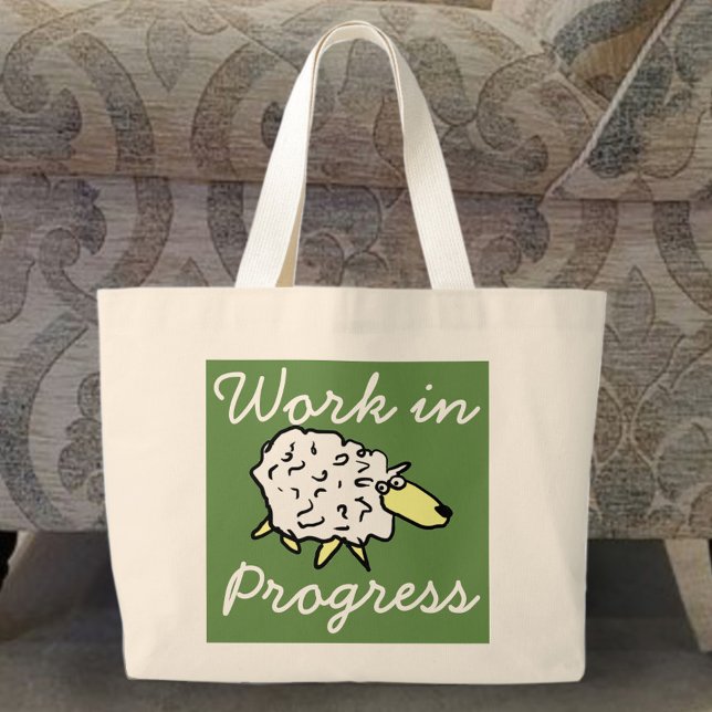 Bolsa Tote Grande Cartoon Project Bag "Work in Progress" (Criador carregado)