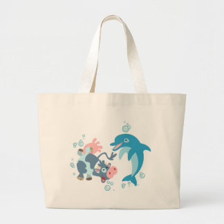 Bolsa Tote Grande Cartoon Seacow e Dolphin Bag