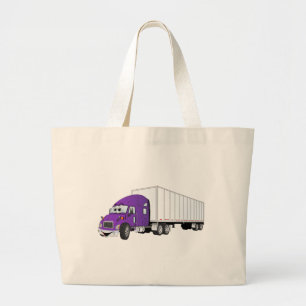 Bolsa Tote Grande Cartoon Semi Truck Purple White