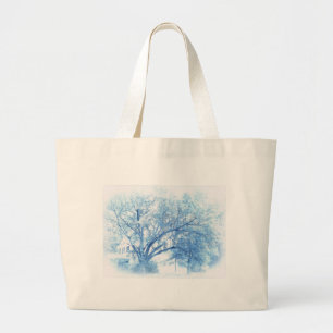 Bolsa Tote Grande Carvalho azul do sul Toile