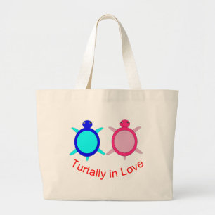 Bolsa Tote Grande Casal bonito da tartaruga