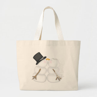 Bolsa Tote Grande Casal de beijo adorável do boneco de neve