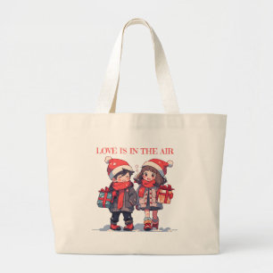 Bolsa Tote Grande Casal de Natal - O amor está no ar