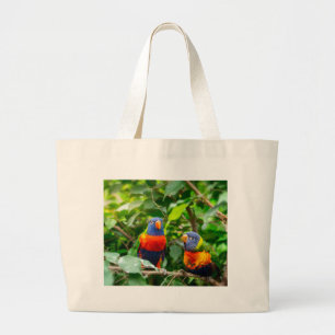 Bolsa Tote Grande Casal de papagaio Lorikeet