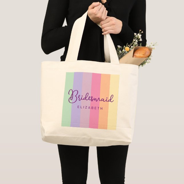 Bolsa Tote Grande Casamento Natural das Mulheres Bridesmaid Oferece  (Frente (produto))