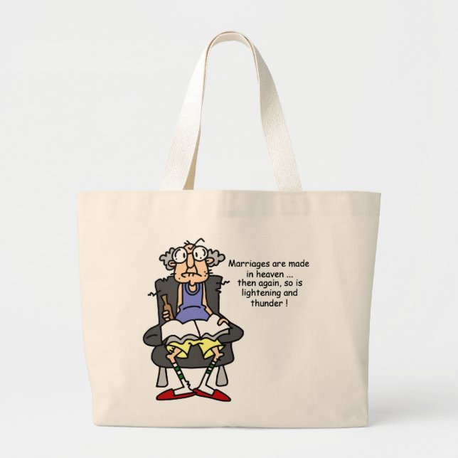 Bolsa Tote Grande Casamento, Relâmpago, Humor Trovão (Frente)