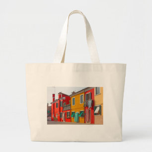 Bolsa Tote Grande Casas da cor na ilha Burano Italia de Veneza
