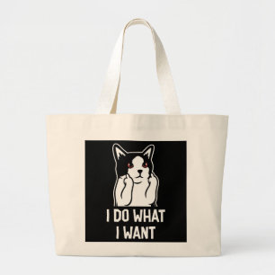 Bolsa Tote Grande Cat I Faz O Que Quero Engraçado