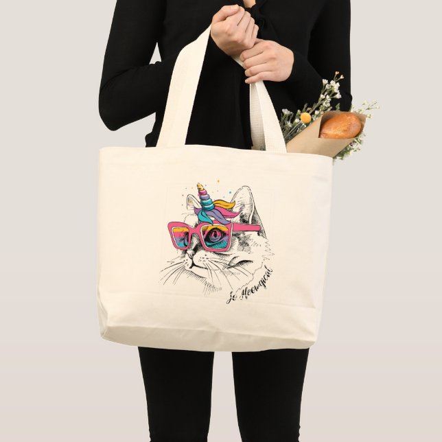 Bolsa Tote Grande Caticorn | assim Meowgical (Frente (produto))
