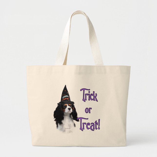 Bolsa Tote Grande Cavalier King Charles Spaniel Trick (Frente)