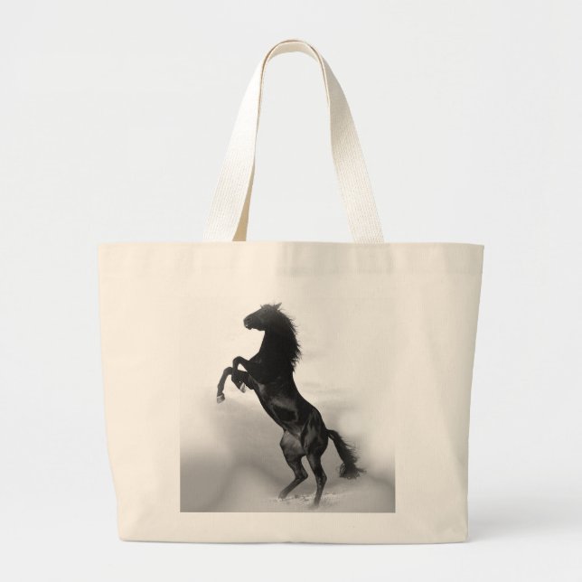 Bolsa Tote Grande Cavalo Branco Negro (Frente)