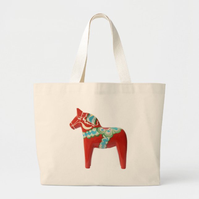Bolsa Tote Grande Cavalo vermelho de Dala do sueco (Frente)