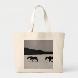 Bolsa Tote Grande Cavalos Em Neve