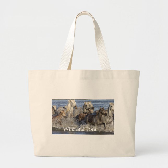 Bolsa Tote Grande Cavalos galopando na água (Frente)