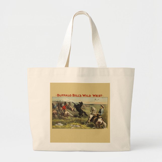Bolsa Tote Grande Cavalos Selvagens Oeste de Buffalo Bill (Frente)