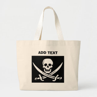 Bolsa Tote Grande Caveira e Espadas de Pirata