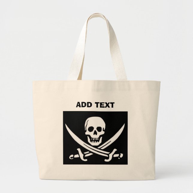 Bolsa Tote Grande Caveira e Espadas de Pirata (Frente)