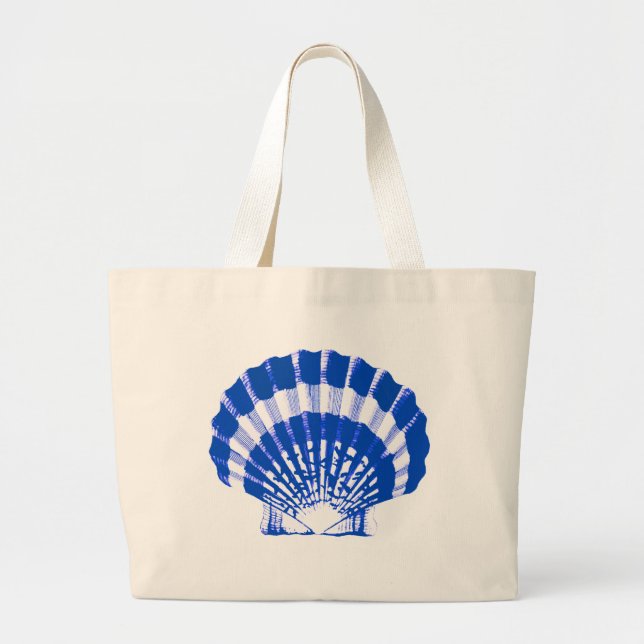 Bolsa Tote Grande Célula - azul e branco de cobalto (Frente)
