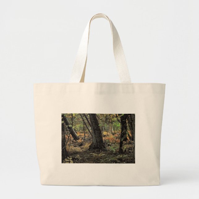 Bolsa Tote Grande Cena de floresta outonal              (Frente)
