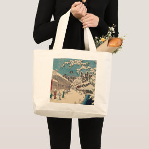 Bolsa Tote Grande Cena de inverno de Hiroshige Japão ukiyo-e antiga