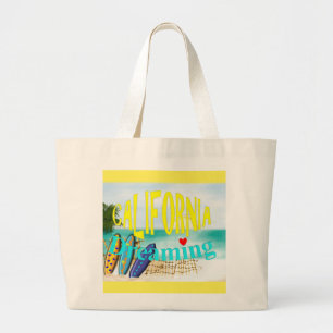 Bolsa Tote Grande Cena de Navegação no Mar Solarino na Califórnia