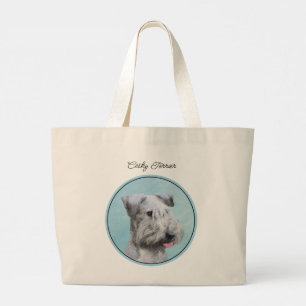 Bolsa Tote Grande Cesky Terrier Pintando Pintar Pet Art Original