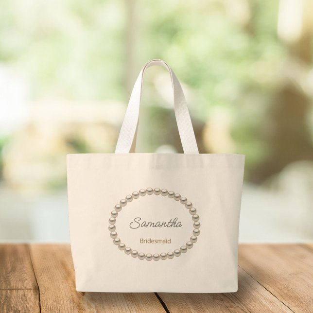Bolsa Tote Grande Chá de panela de Pérolas Elegante (Criador carregado)