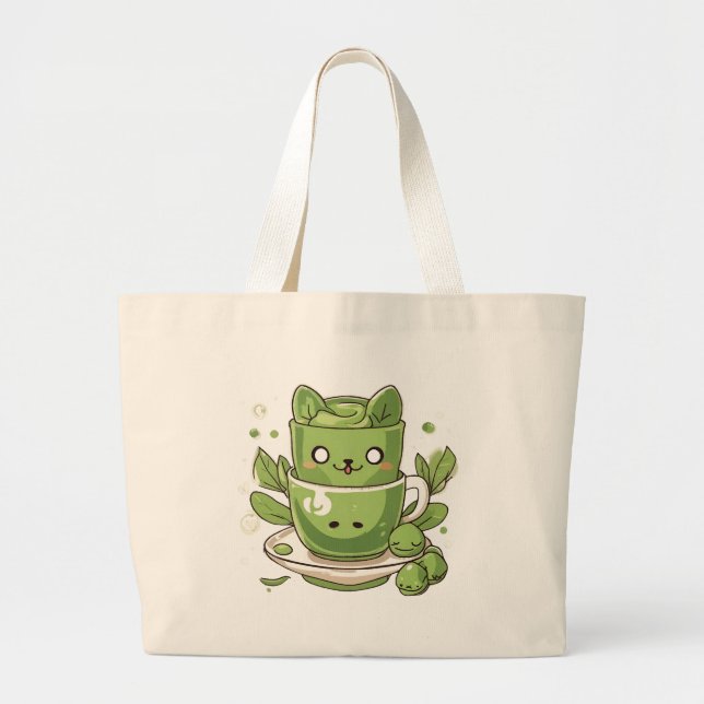 Bolsa Tote Grande chá verde matcha (Frente)