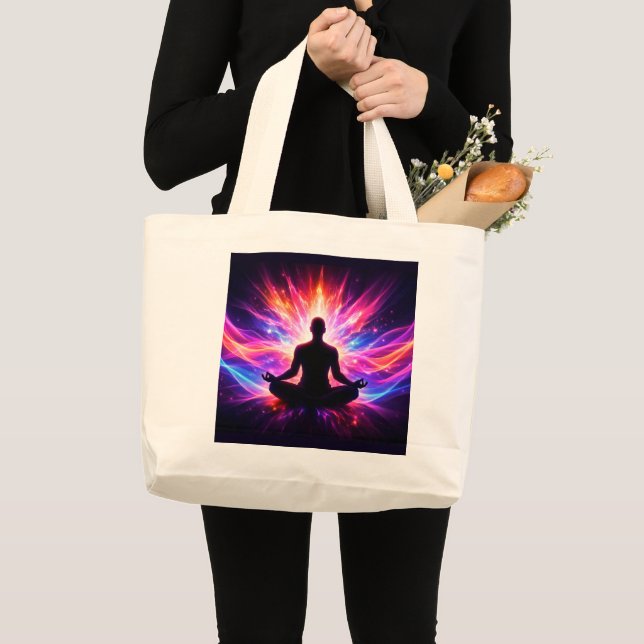 Bolsa Tote Grande Chakra Meditation Tote Bag Yoga Design (Frente (produto))