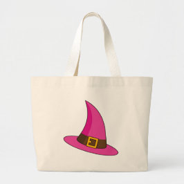 Bolsa Tote Grande Chapéu de Bruxa Rosa
