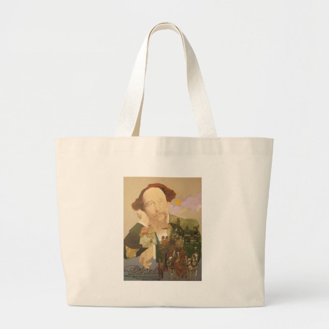 Bolsa Tote Grande Charles Dickens, autor inglês (Frente)