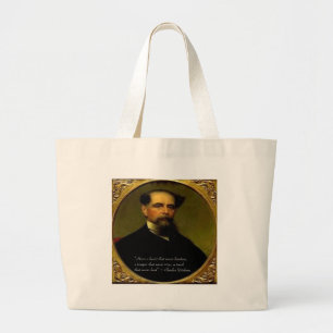 Bolsa Tote Grande Charles Dickens & Citação de Coração