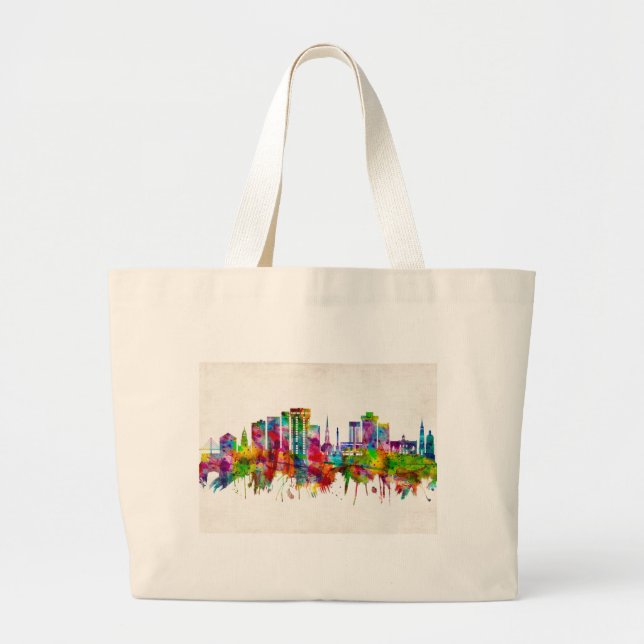 Bolsa Tote Grande Charleston South Carolina Skyline (Frente)