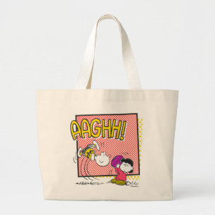 Bolsa Tote Grande Charlie Brown e Lucy Football Comic Graphic
