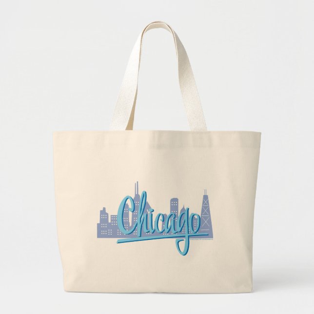 Bolsa Tote Grande Chicago Windy City Skyline (Frente)