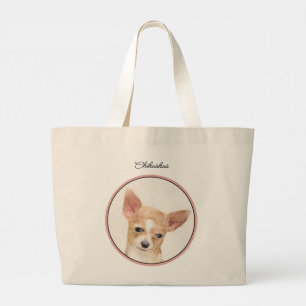 Bolsa Tote Grande Chihuahua Smooth Casaco pintando arte canina origi