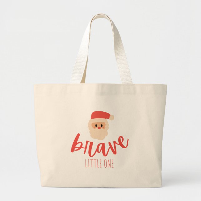 Bolsa Tote Grande childhood cancer brave Christmas Santa  (Frente)