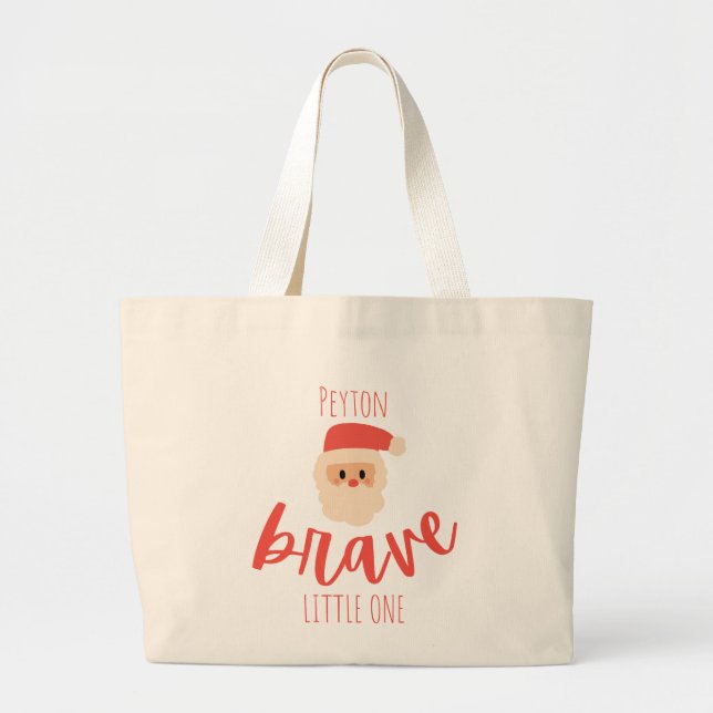 Bolsa Tote Grande childhood cancer brave Custom Christmas Santa  (Frente)