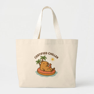 Bolsa Tote Grande Chiller Certificado - Bonito Verão Capybara Beach