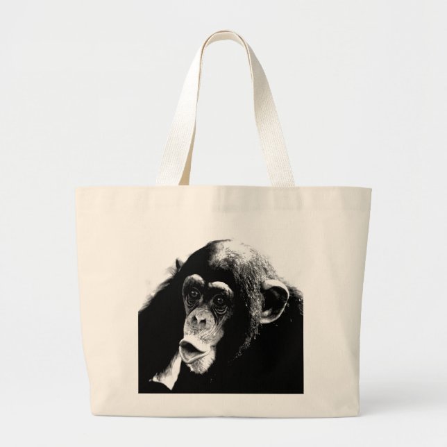 Bolsa Tote Grande Chimpanzé Branco Preto (Frente)