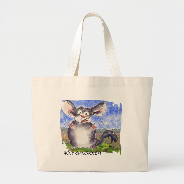 Bolsa Tote Grande Chinchilla Cartoon Engraçado Tote Bag (Frente)