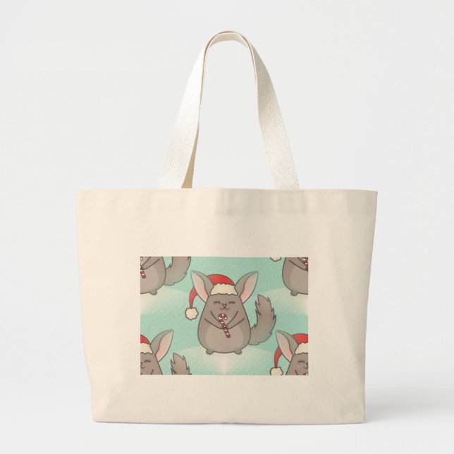 Bolsa Tote Grande chinchillas de natal (Frente)
